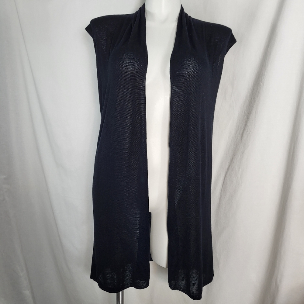 Lexi York Black Sleeveless Open Cardigan VEST Shrug Womens One Size Bamboo NWT